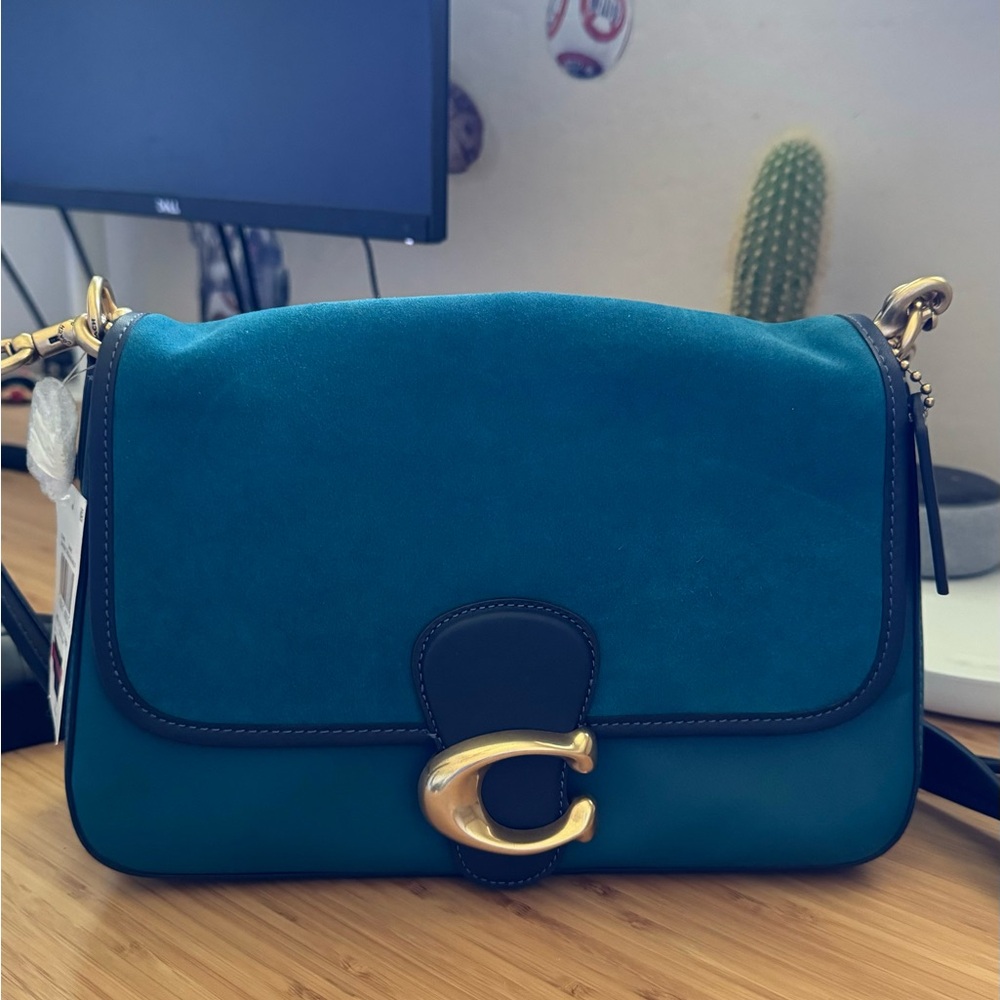 New suede coach crossbody bag